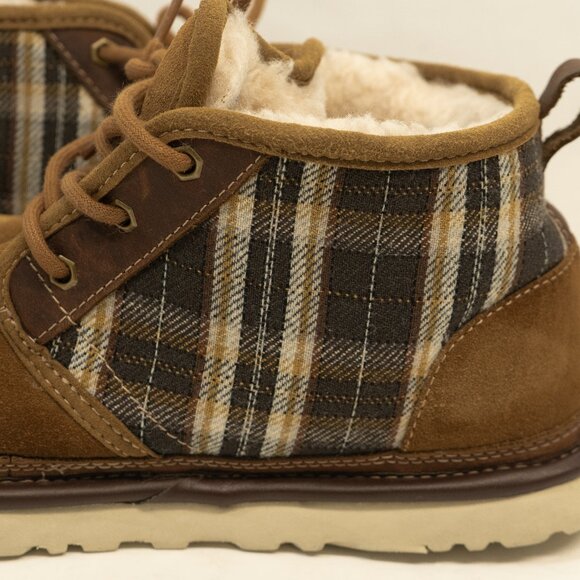 Ugg Pendleton Boot Neumel Brown Leather Plaid Sherpa Hard Sole Chukka Pull On - Picture 16 of 16